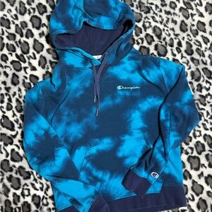 Champion Vibrant Blue Tie-Dye cropped hoodie